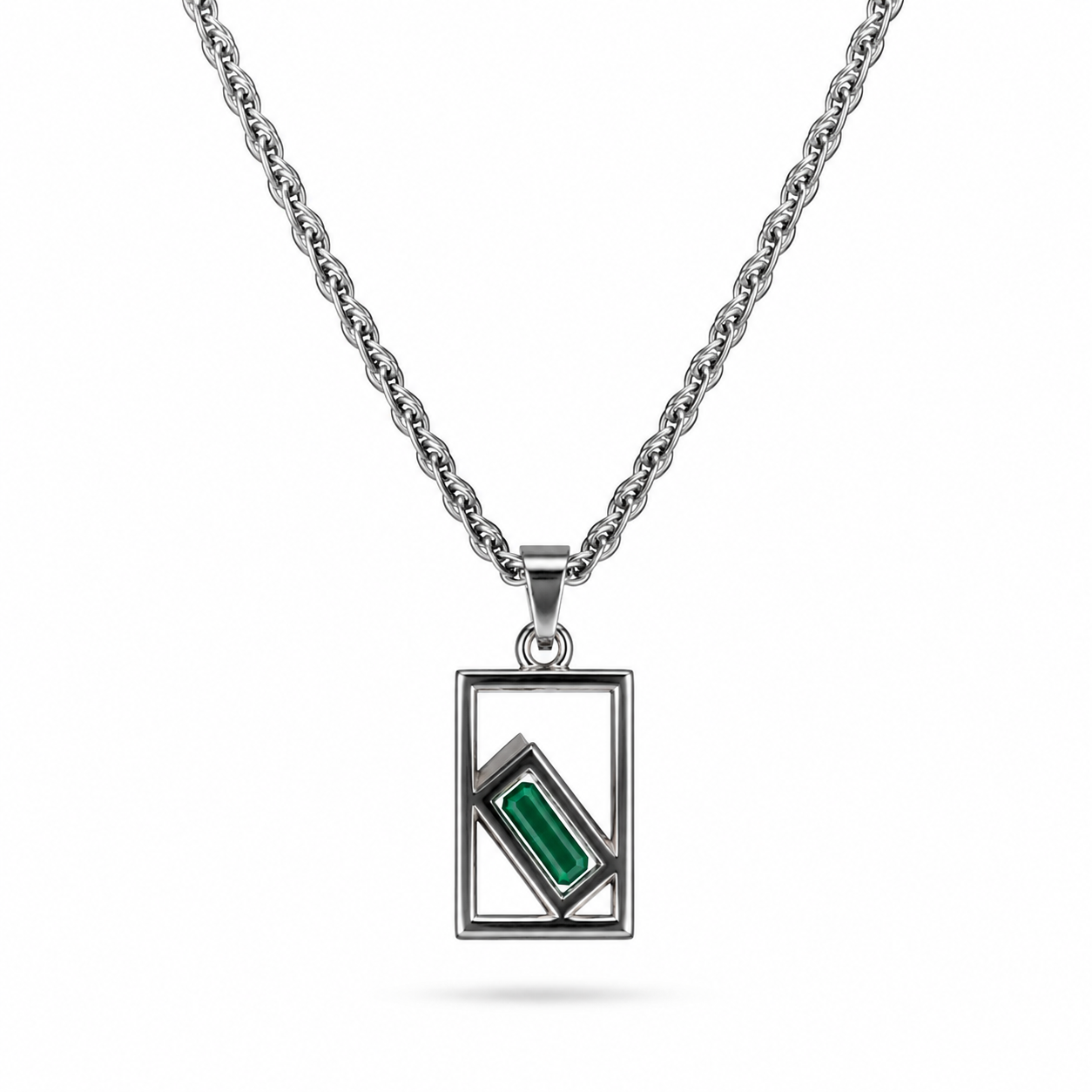 Framed Emerald Drop – Silver