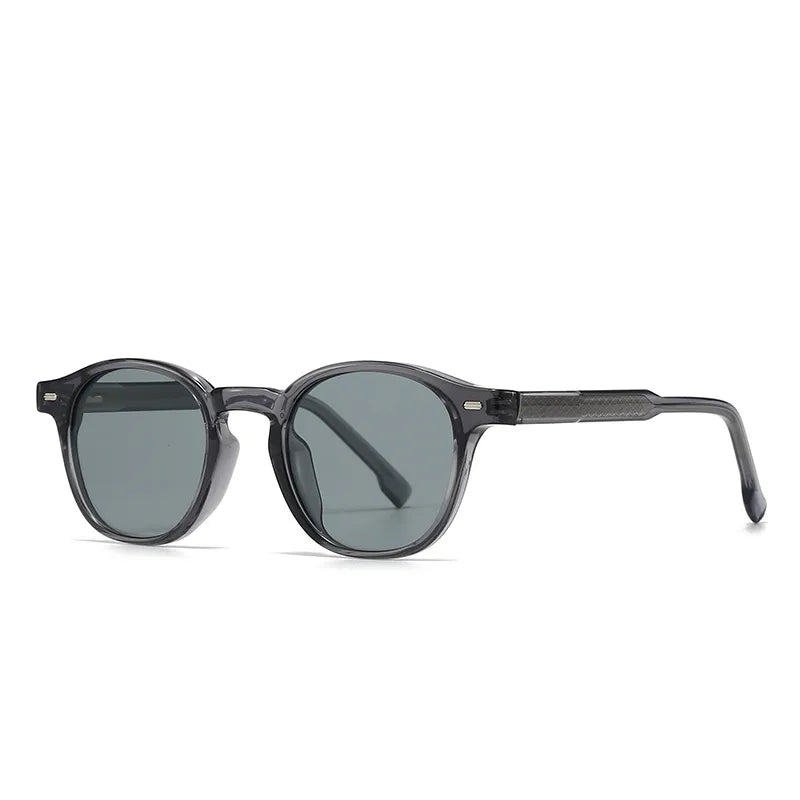 Round Frame Unisex Black AC Material Full Frame grey Sunglasses