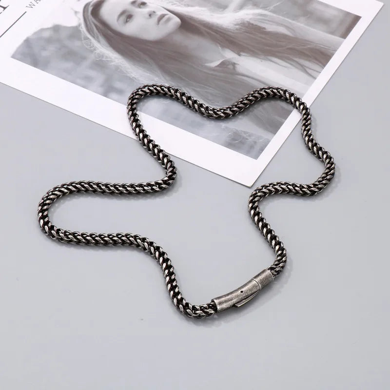 Necklace Vintage Polished Double-Sided Dragon Bone Chain