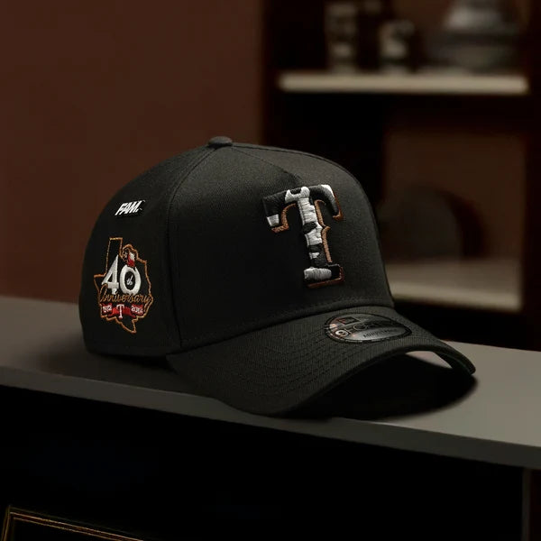 New Era Texas Rangers 40th Anniversary Black Liquid Metal Edition 9Forty A-Frame Snapback Cap