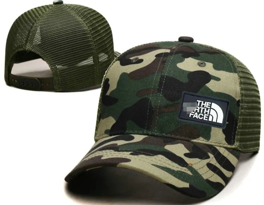 The North Face Camouflage Logo Mesh Trucker Hat.