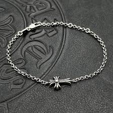 Chrome Hearts Style CH Cross Baby Pet Chain Bracelet - Sterling Silver