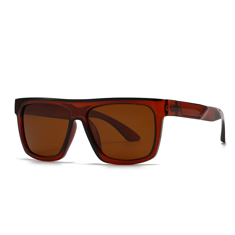 Oversized Flat-Top Square Sunglasses/Brown