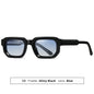 Structural Hex-Square Sunglasses - Black/Blue