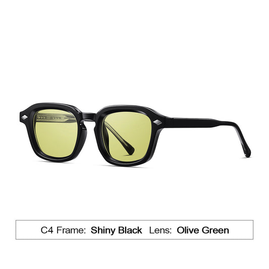 Classic Rivet Sunglasses – Gloss Black w/ Light Olive Lenses