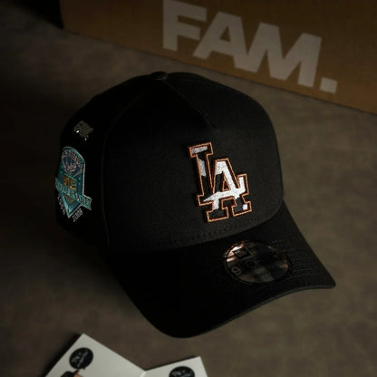 LOS ANGELES DODGERS MLB COW PRINTED LOGO BLACK KELLY GREEN UV / NEW ERA 9FORTY A-FRAME