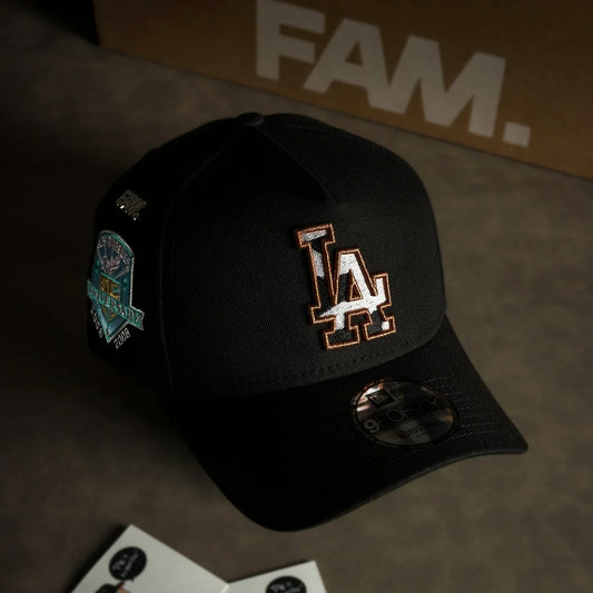 LOS ANGELES DODGERS MLB COW PRINTED LOGO BLACK KELLY GREEN UV / NEW ERA 9FORTY A-FRAME