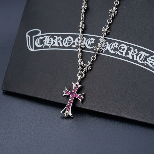 Chrome Hearts Style "Tiny Fat" Cross & Tiny E Link Chain