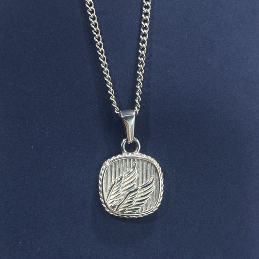 Angel Wing Pendant Men's Necklace Curb Chain