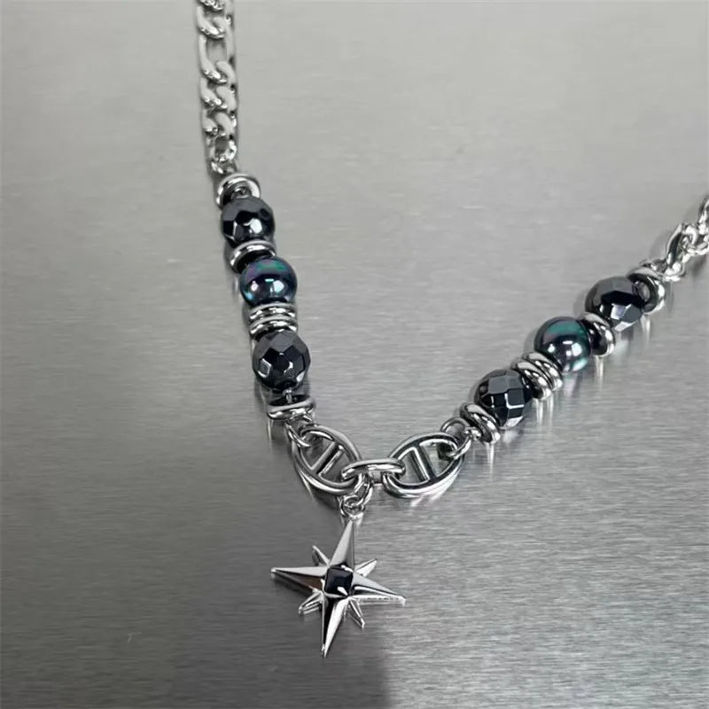 Black Gem Starburst Men's Necklace