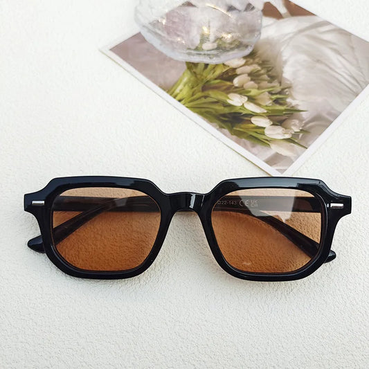 Streetwear Solid Color PC UV400 Protection Resin Brown Shaded
