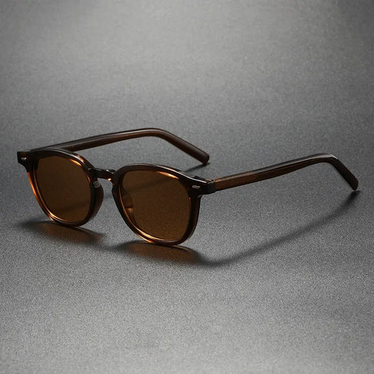 Vintage Keyhole Round Sunglasses – Translucent Brown & Bronze w/ Polarized Lenses
