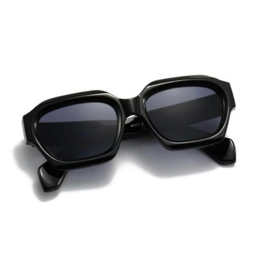 Leaf Solid Color Ac UV400 Protection Square Black Sunglasses