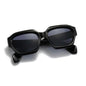 Leaf Solid Color Ac UV400 Protection Square Black Sunglasses