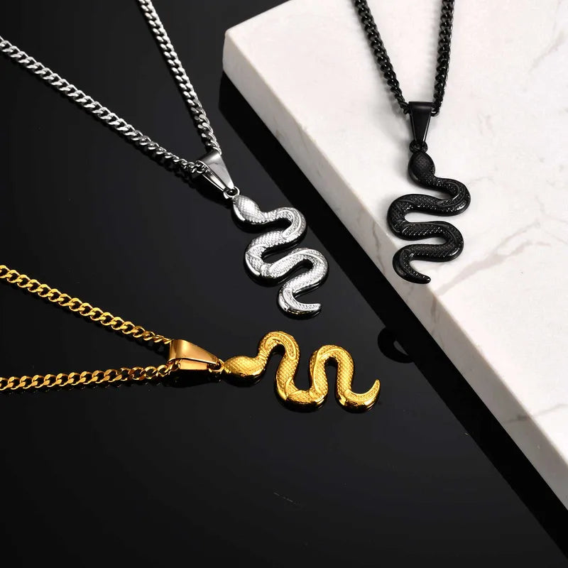 Cobra Snake Pendant with a links chain (In Silver and gold)