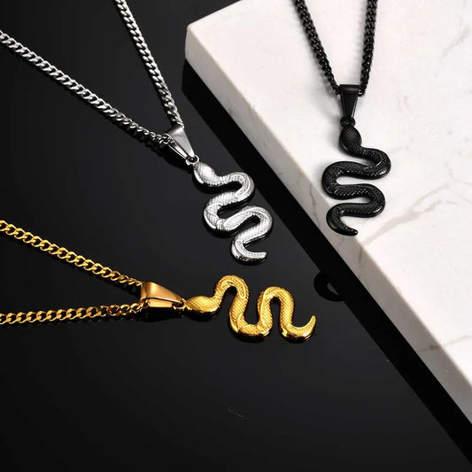 Cobra Snake Pendant with a links chain (In Silver and gold)