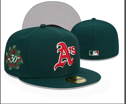 Green fitted cap in three options