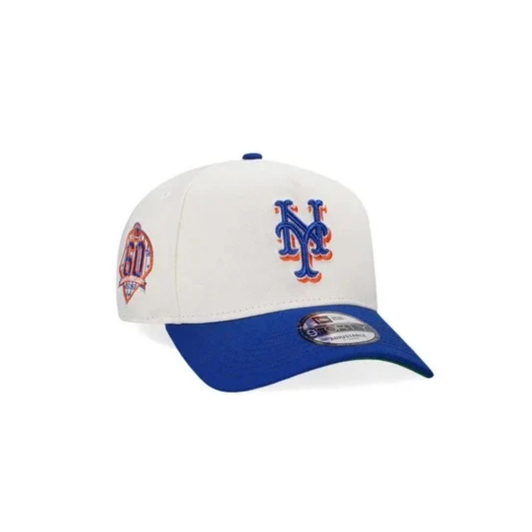 New Era New York Mets 60th Anniversary Chrome Throwback Two-Tone Edition 9FORTY A-Frame Snapback Cap.