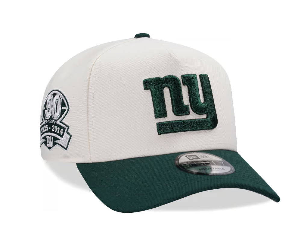 ew Era New York Giants 90 Seasons Chrome Two Tone Edition 9Forty A-Frame Snapback Hat green and off white .