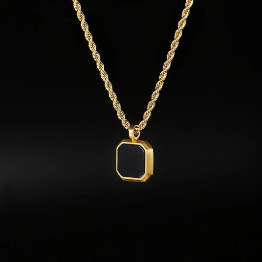 Black Onyx Pendant Necklace (Available in gold and silver)