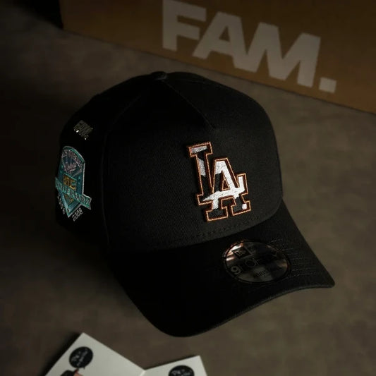 New Era 9FORTY A-Frame Los Angeles Dodgers Cow Print Logo Snapback Cap.