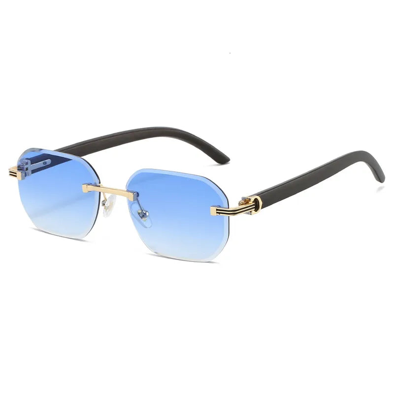 rimless beveled rectangle sunglasses