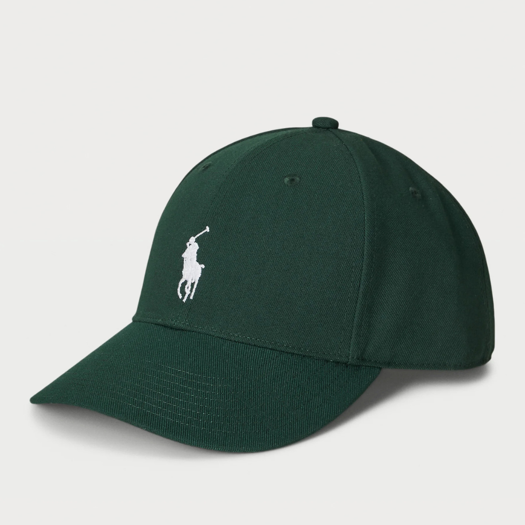 a classic Polo Ralph Lauren twill baseball cap in dark forest green