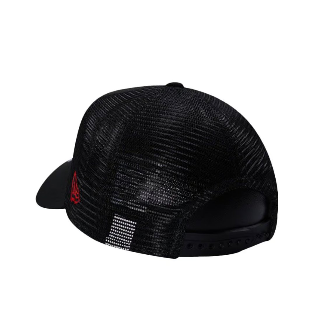 9Forty A-Frame Trucker Hat combines a structured black panel design with a classic curved peak.