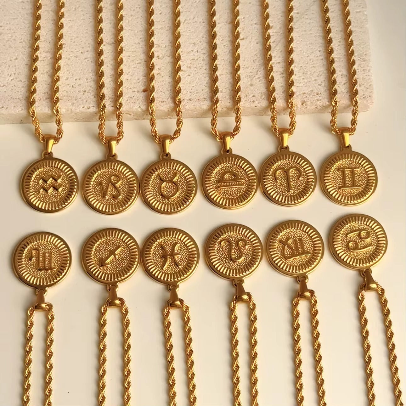 Zodiac Pendant Men Golden Necklaces