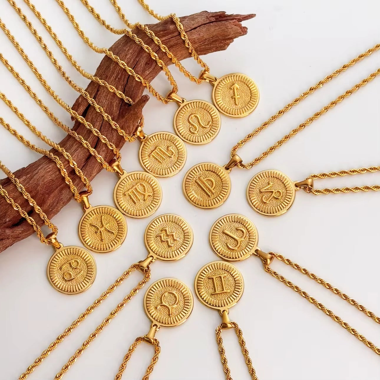Zodiac Pendant Men Golden Necklaces